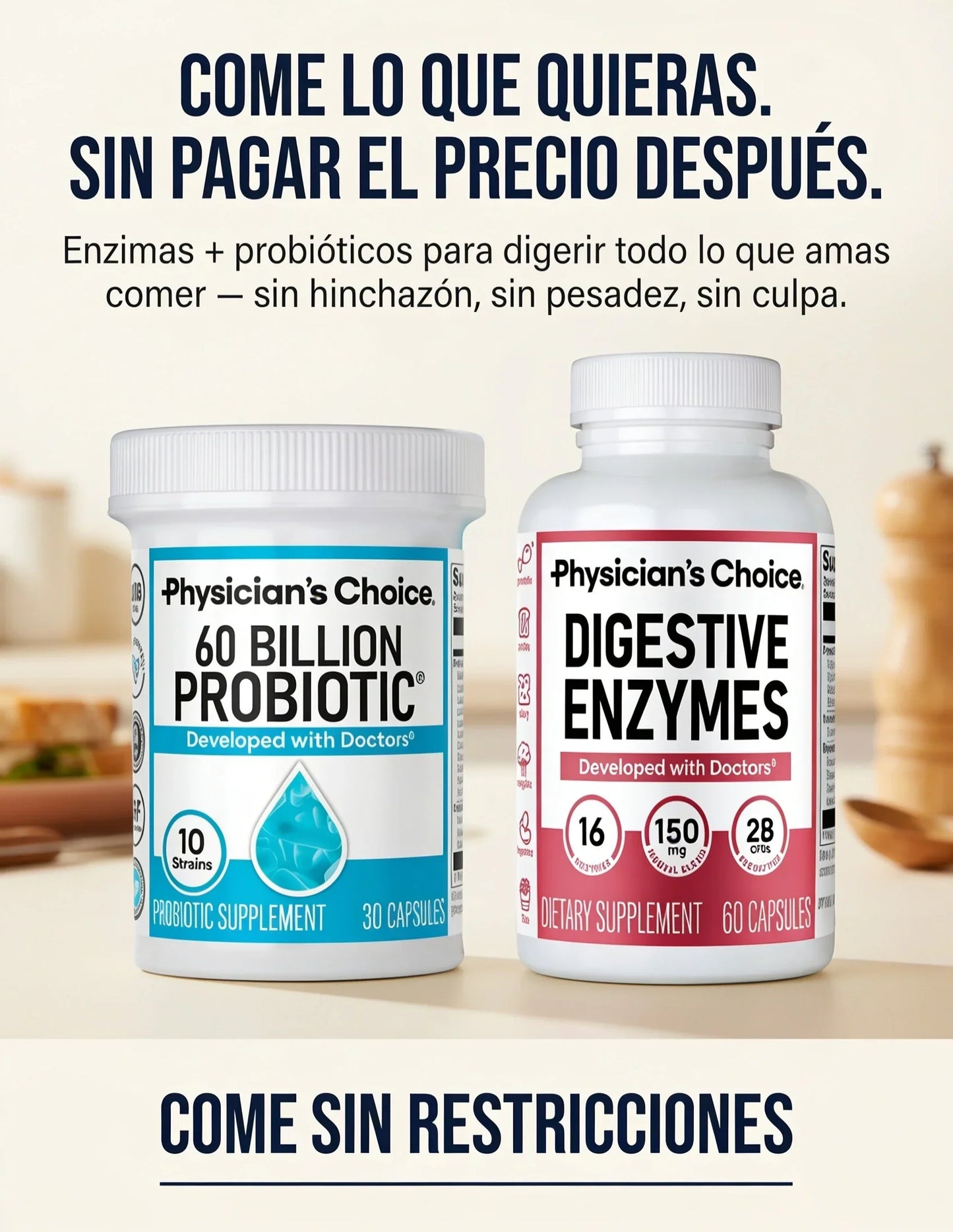 Enzimas y Probióticos juntos, Haz que tu estómago se rompa!